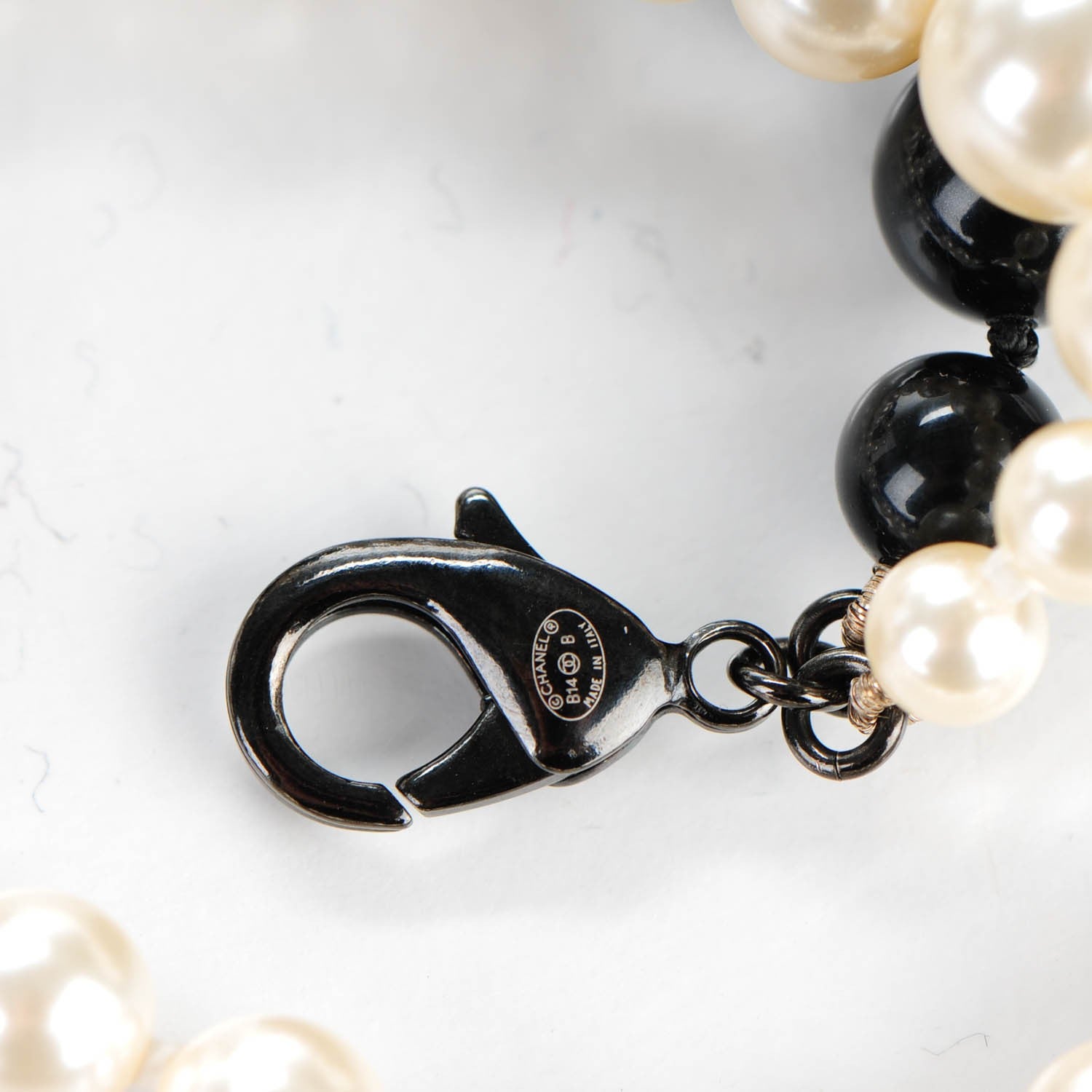 Chanel Pearl Beaded CC Double Strand Belt Black White 4 of 4