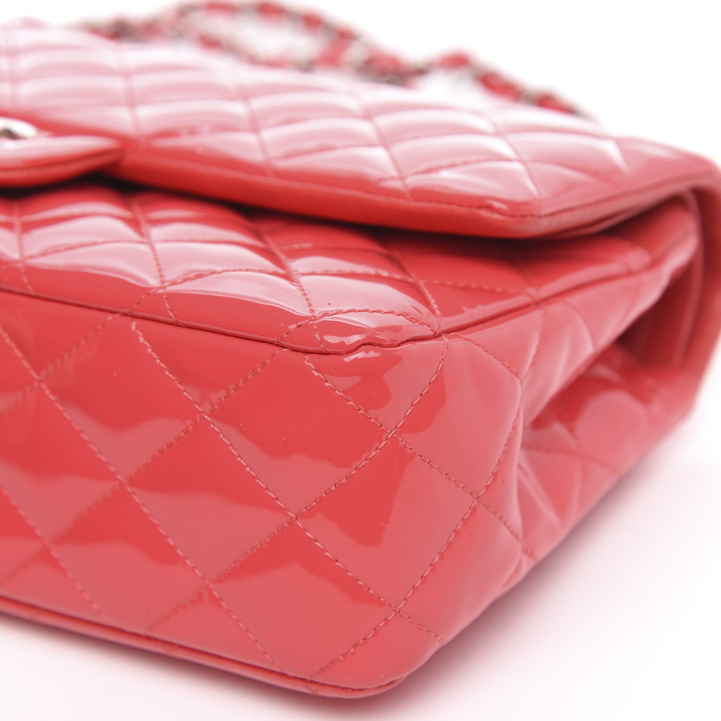 Patent Quilted Medium Double Flap Pink