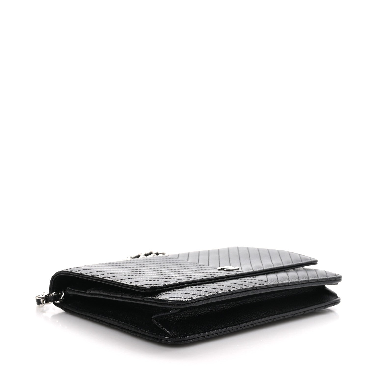 Chanel Caviar Chevron Quilted Wallet On Chain WOC Black 4 of 11