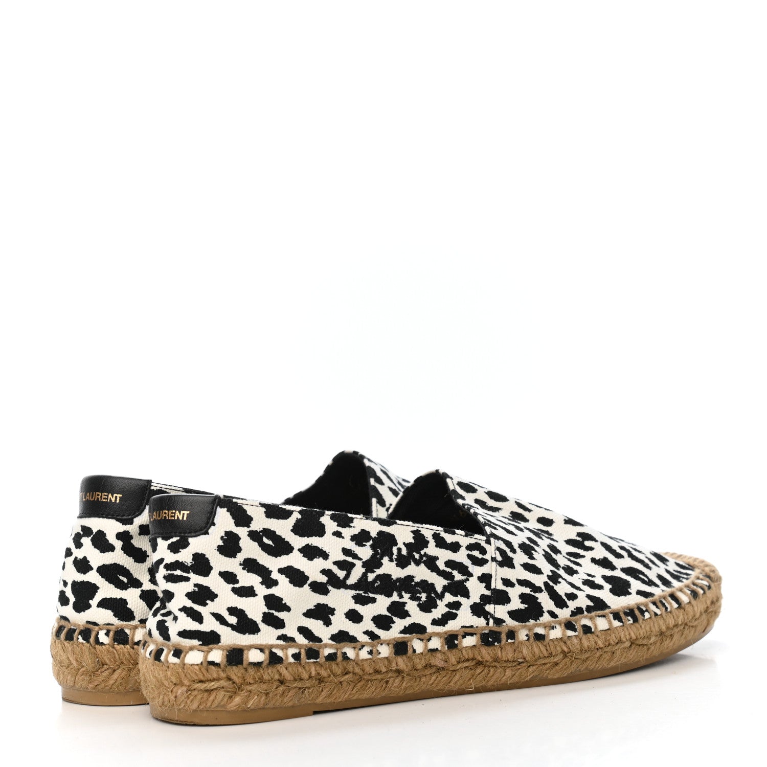 Saint Laurent Canvas Leopard Print Espadrilles 37 Latte Black 3 of 4