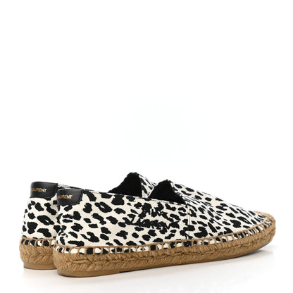 Saint Laurent Canvas Leopard Print Espadrilles 37 Latte Black 3 of 4
