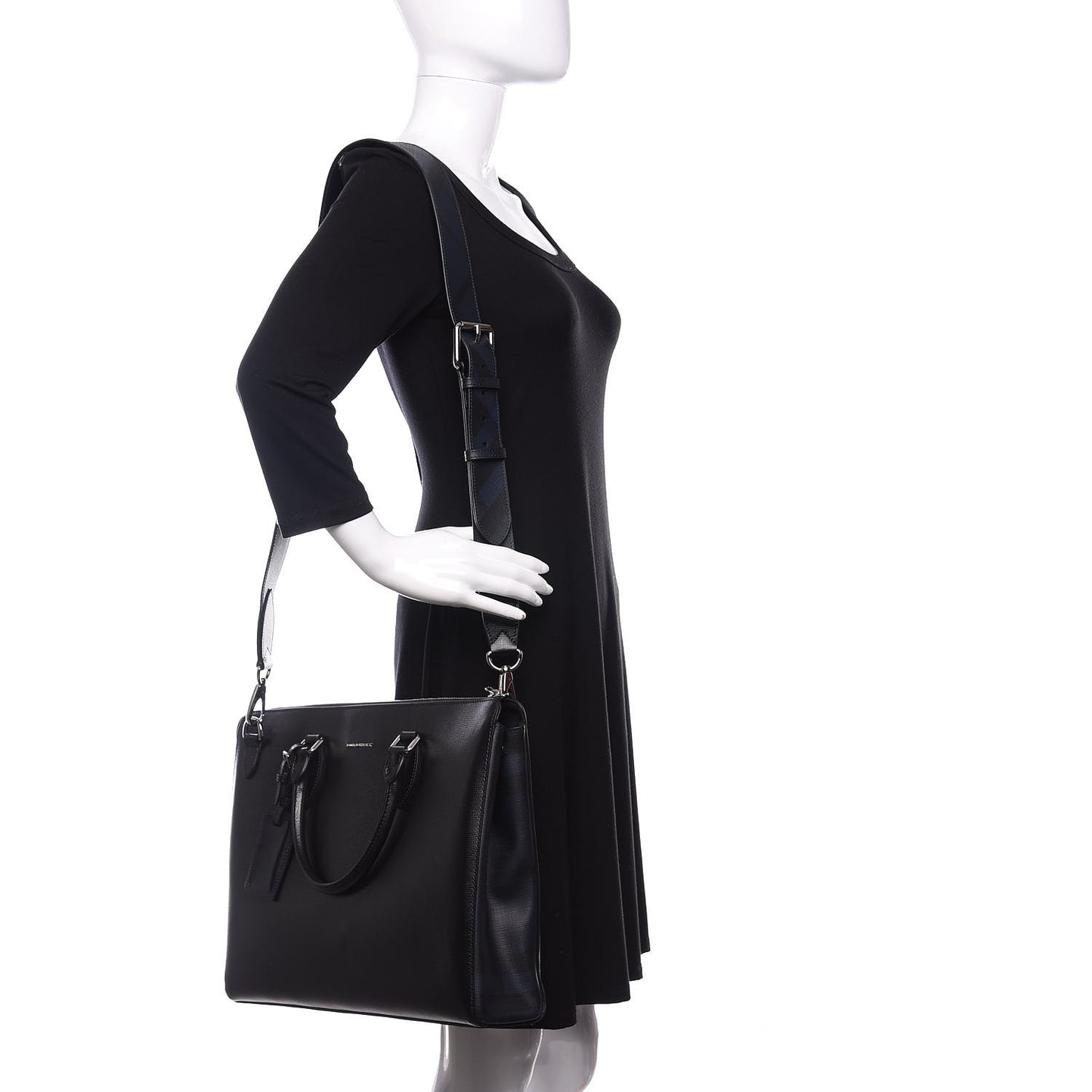 Textured Calfskin Bermondsey Business Briefcase Black