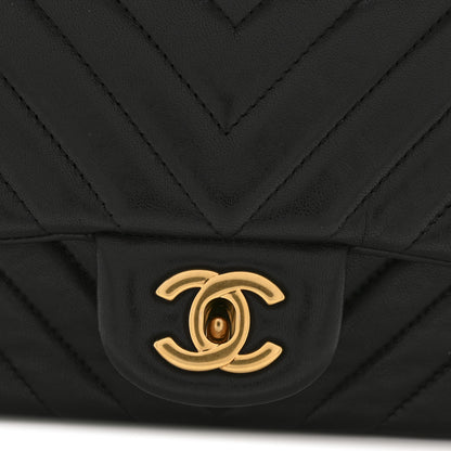 Chanel Lambskin Chevron Quilted Mini Rectangular Flap Black 12 of 12