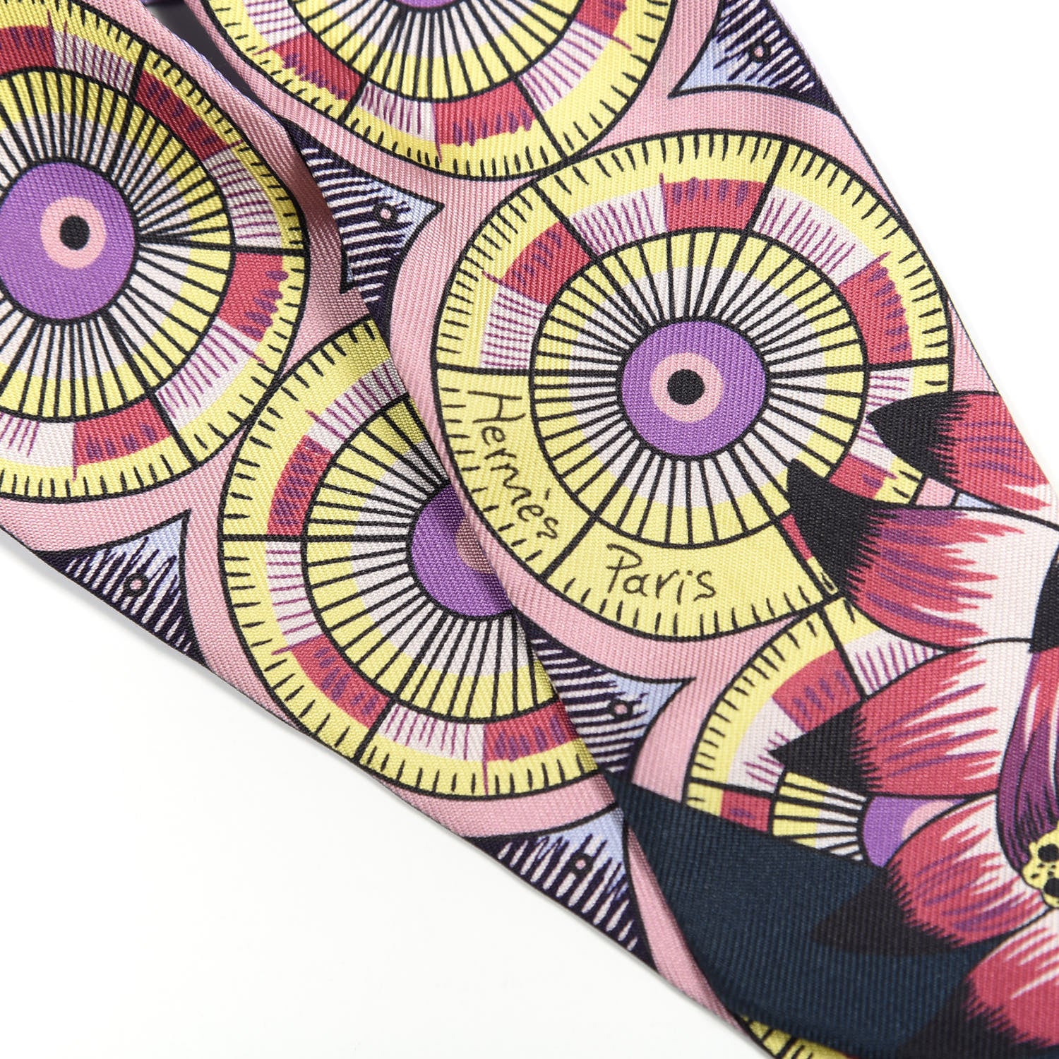 Hermes Silk The Savana Dance Twilly Mauve Jaune Rose 3 of 4