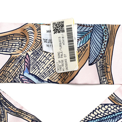 Hermes Silk Tree Of Song Twilly Rose Pale Turquoise 3 of 4