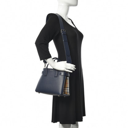 Burberry Grainy Calfskin House Check Small Banner Tote Regency Blue 2 of 10