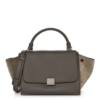 Celine Drummed Calfskin Suede Large Trapeze Souris 1 of 9