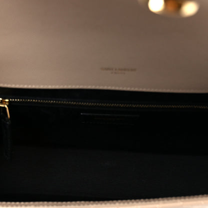 Saint Laurent Grain De Poudre Mixed Matelasse Large Triquilt Monogram Satchel Dark Beige 5 of 11