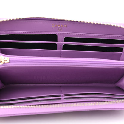 Chanel Caviar Quilted Large Gusset Zip Around Wallet Purple 5 of 9