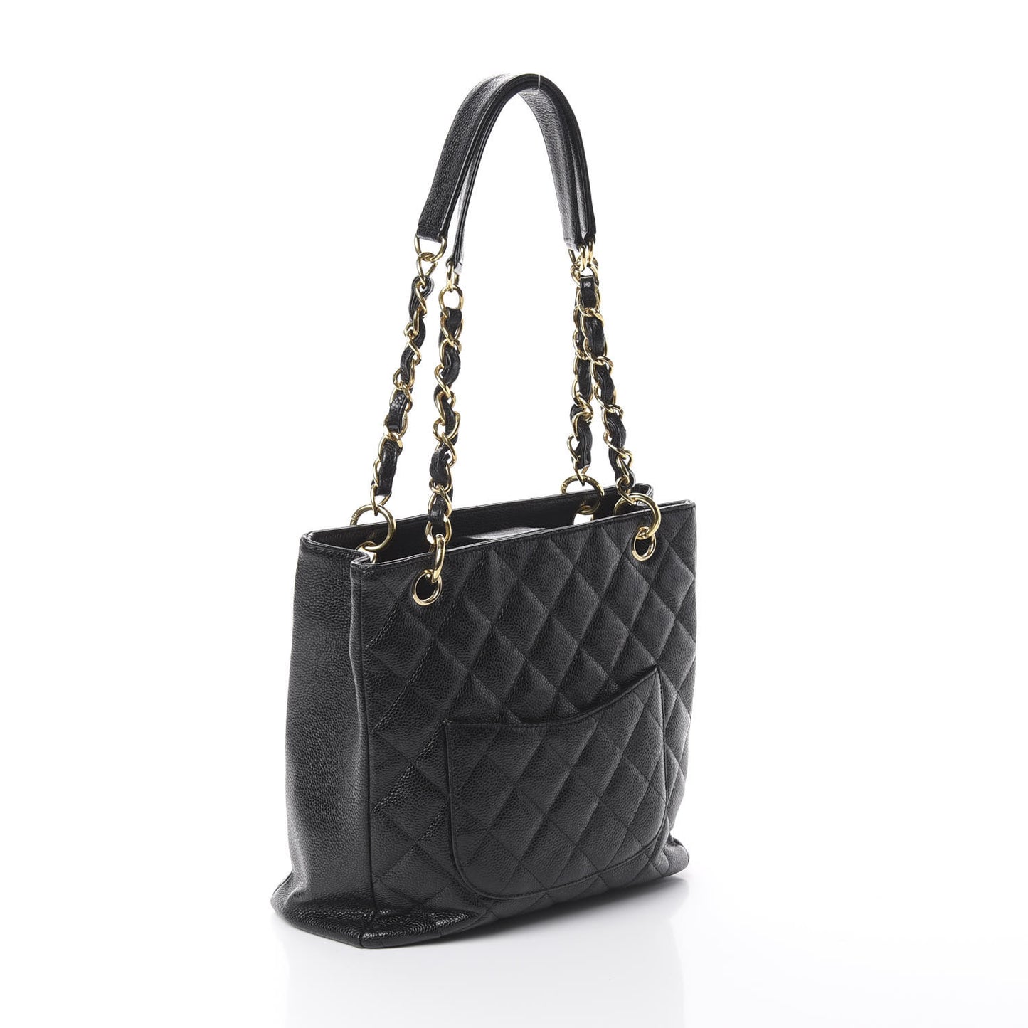 Caviar Quilted Petit Shopping Tote PST Black
