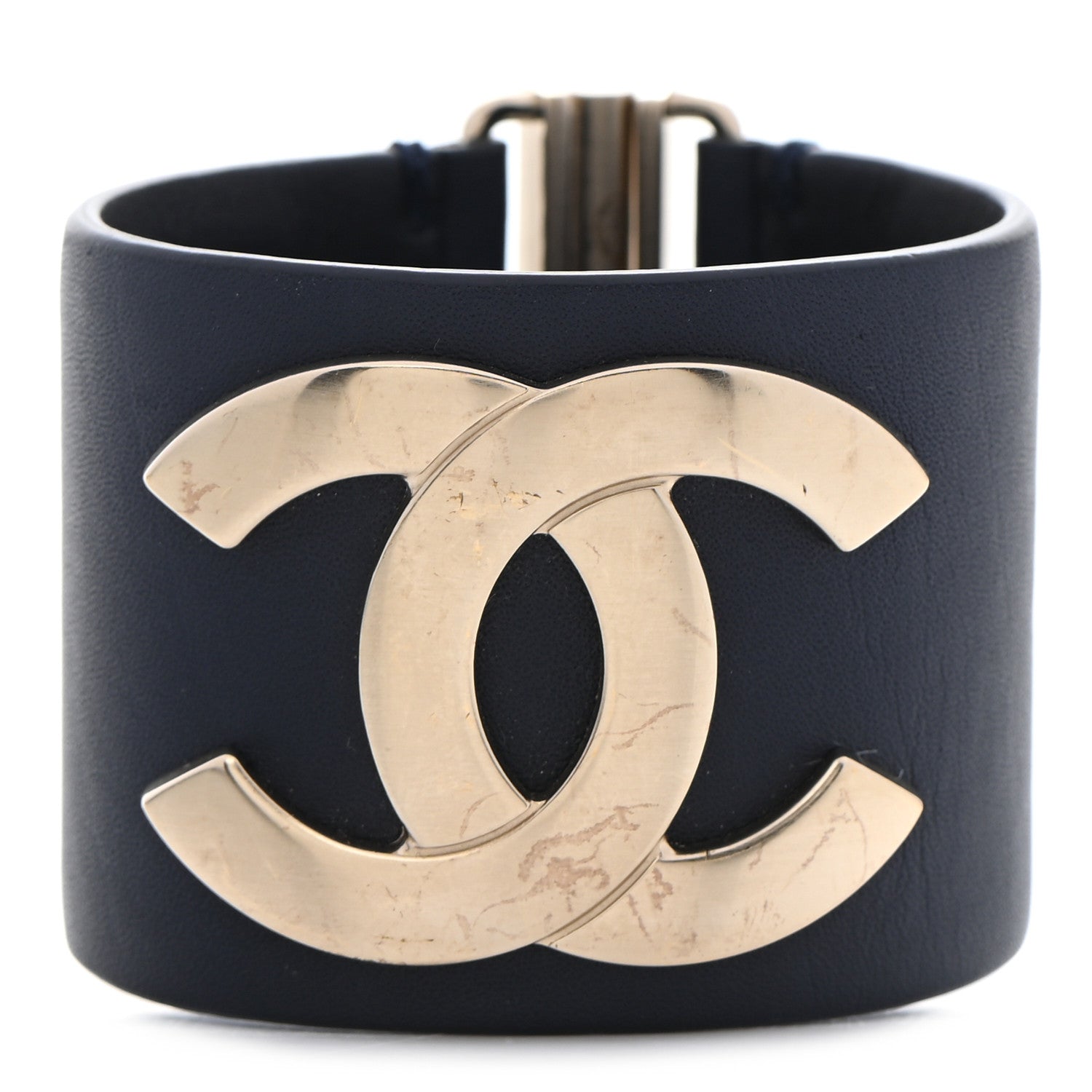 Chanel Calfskin CC Wide Cuff S Navy 1 of 8