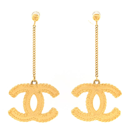 Chanel CC Drop Earrings Matte Gold 1 of 5