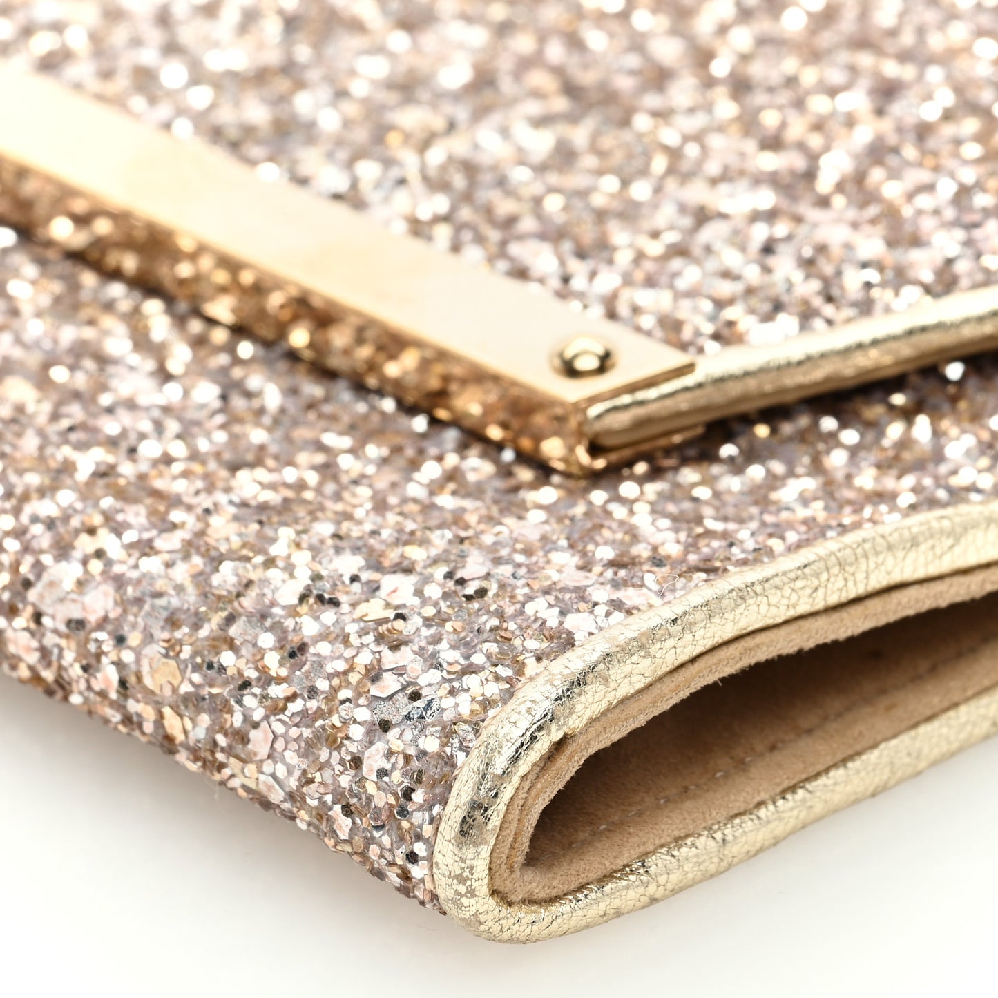 Coarse Glitter Margot Clutch Nude