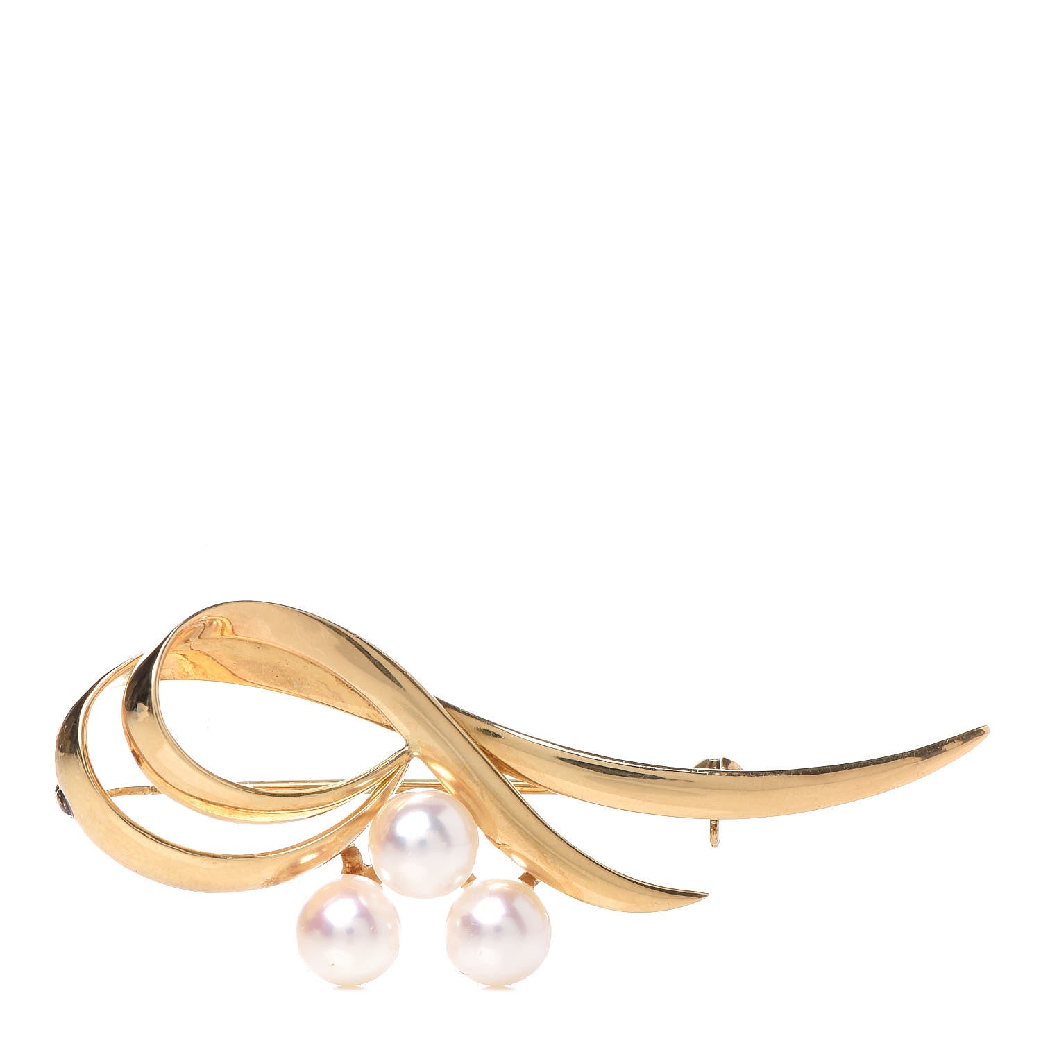 Mikimoto 18K Yellow Gold Akoya Pearl Brooch 1 of 4