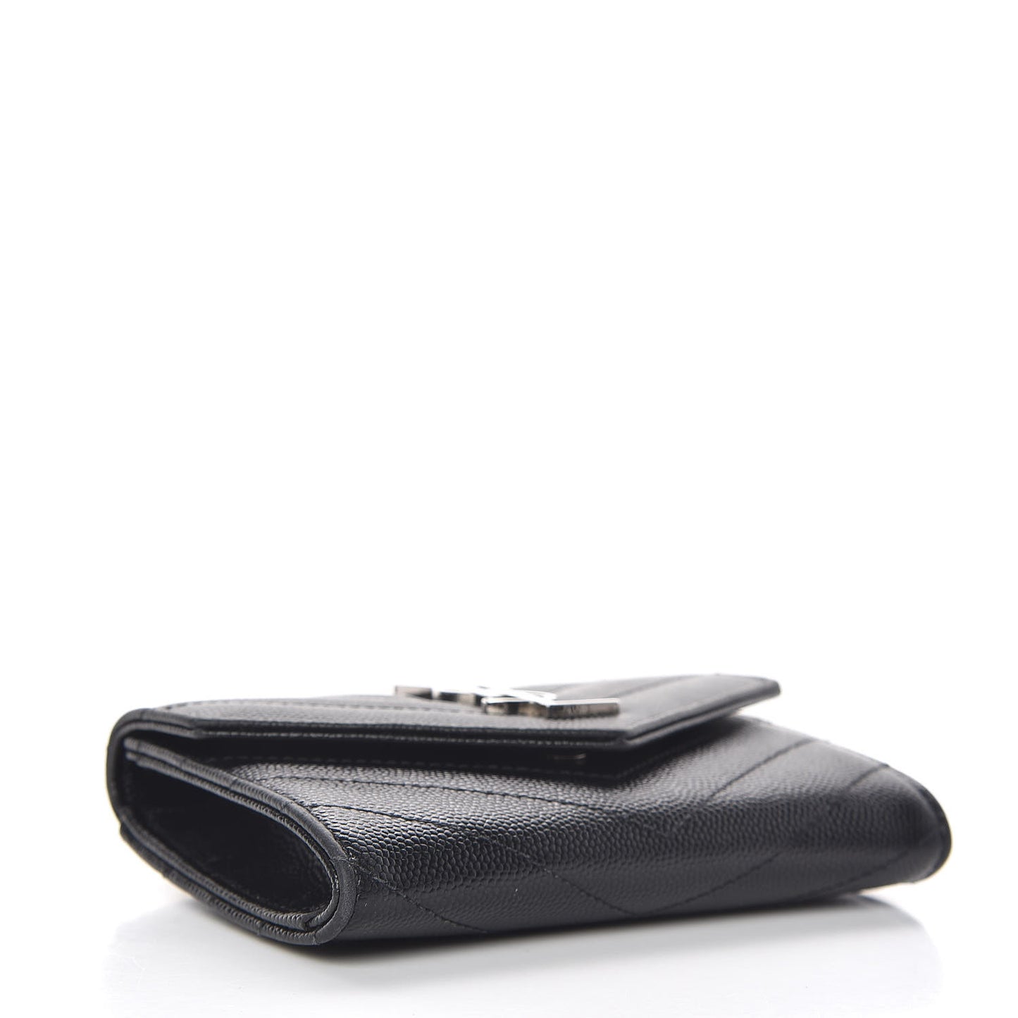 Grain De Poudre Matelasse Chevron Small Monogram Envelope Wallet Black