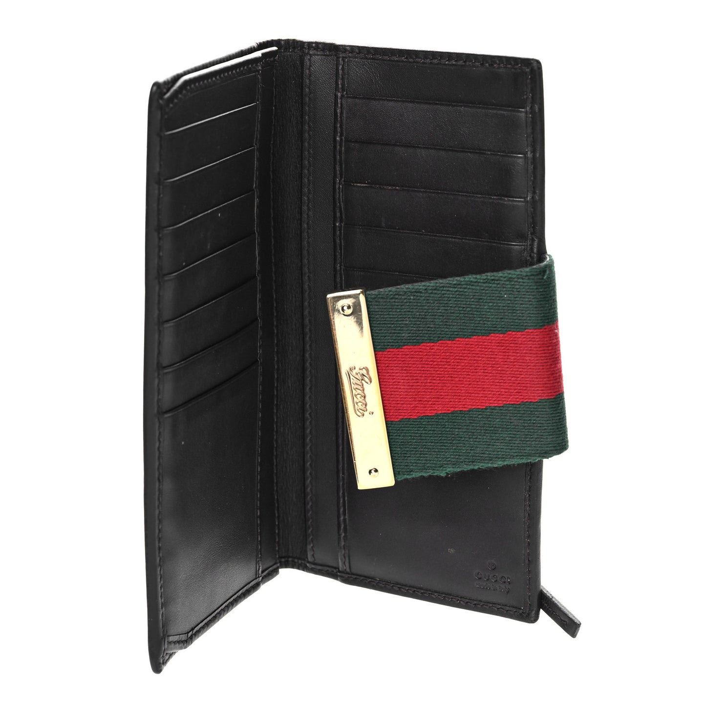 Monogram Calfskin Ladies Web Continental Wallet Beige Ebony Cocoa