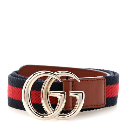 Gucci Calfskin Nylon Double G Web Kids Belt L Red 1 of 10