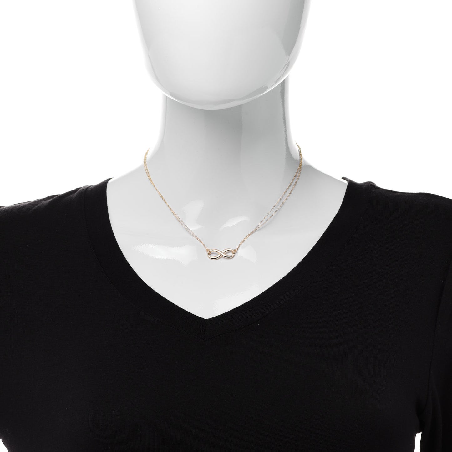 18K Yellow Gold Infinity Double Chain Pendant Necklace