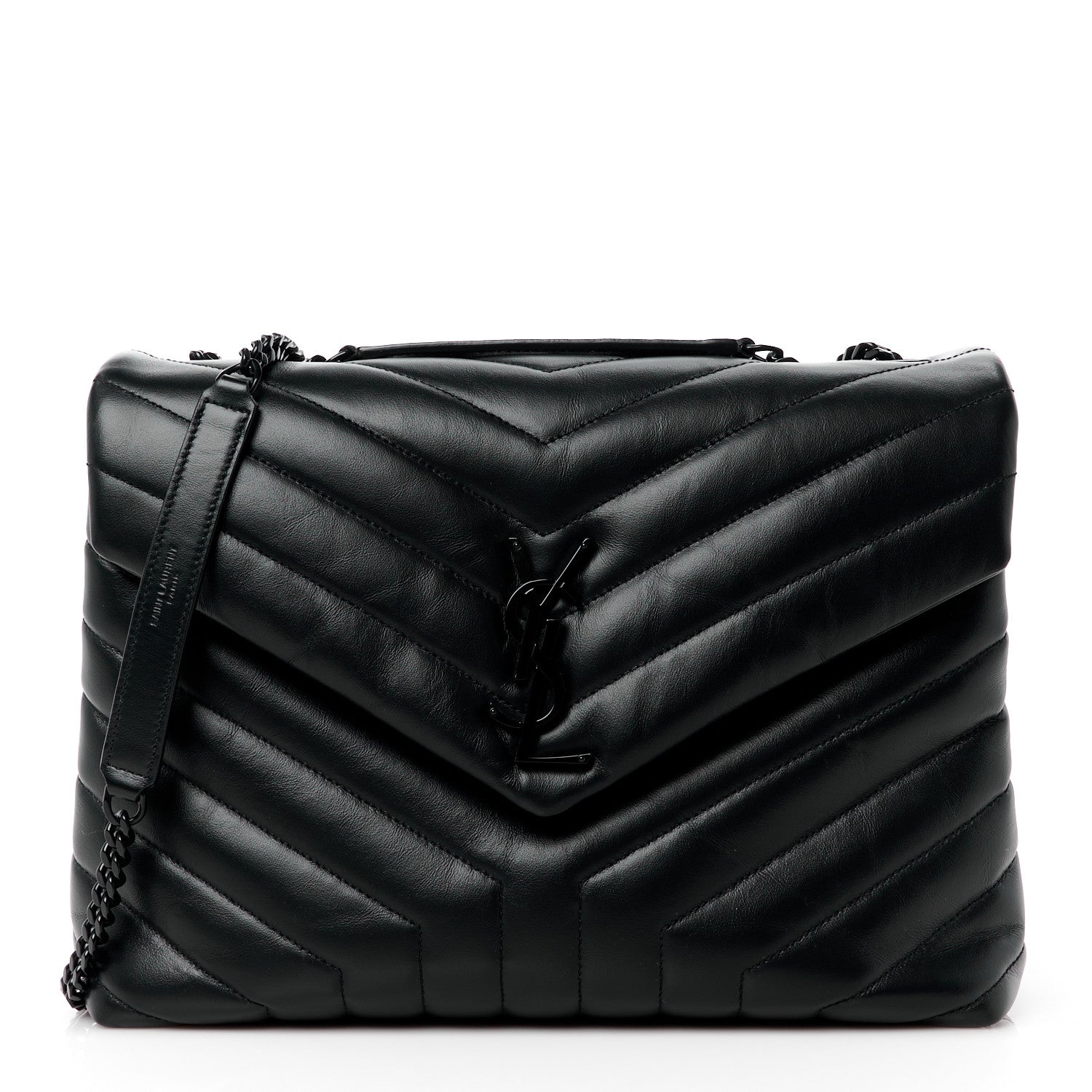 Saint Laurent Calfskin Y Quilted Monogram Monochrome Medium Loulou Chain Satchel Black 1 of 11