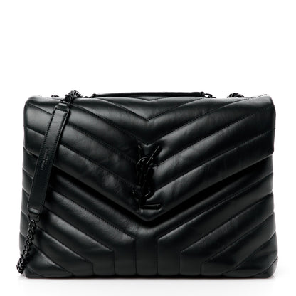 Saint Laurent Calfskin Y Quilted Monogram Monochrome Medium Loulou Chain Satchel Black 1 of 11
