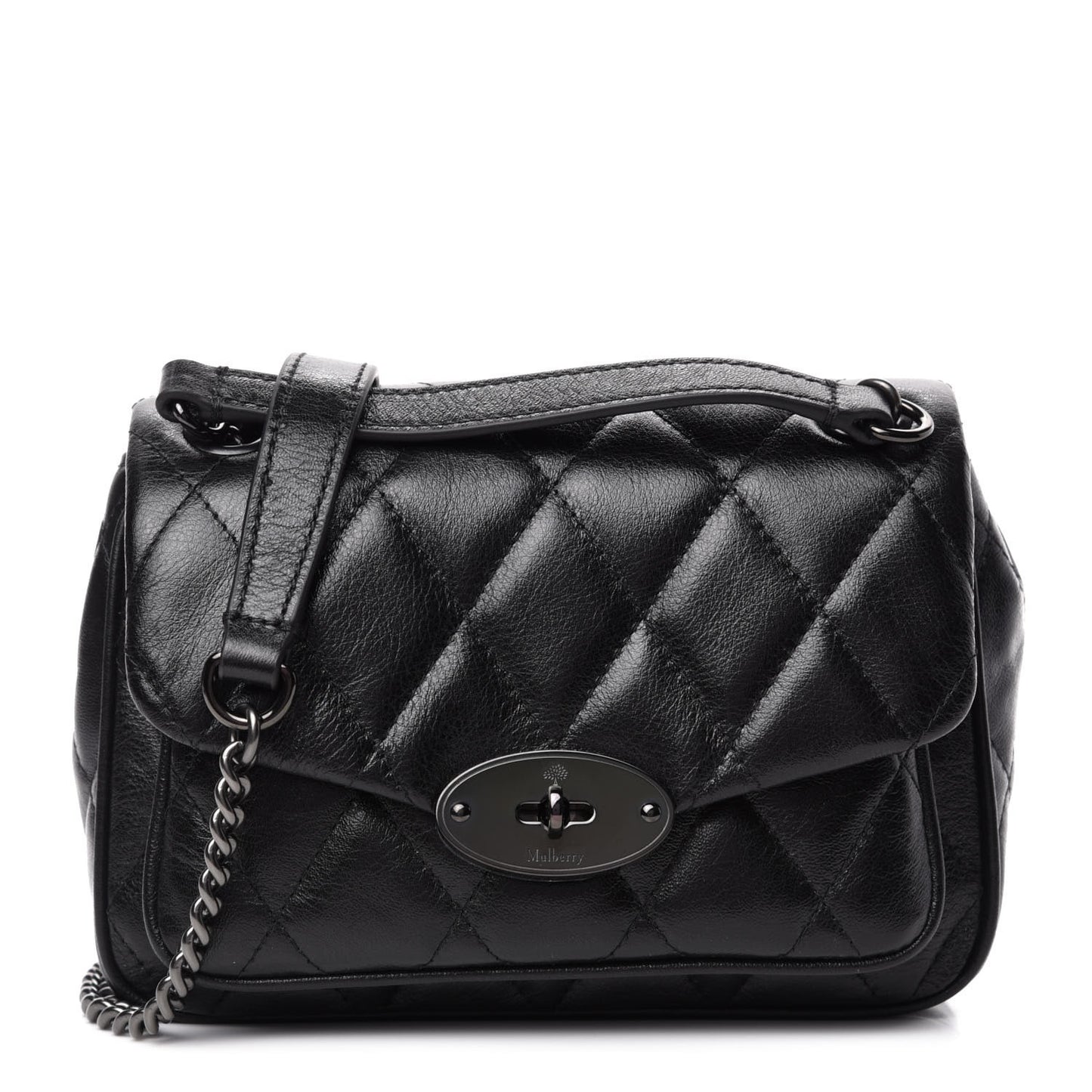 Shiny Calfskin Quilted Mini Darley Shoulder Bag Black