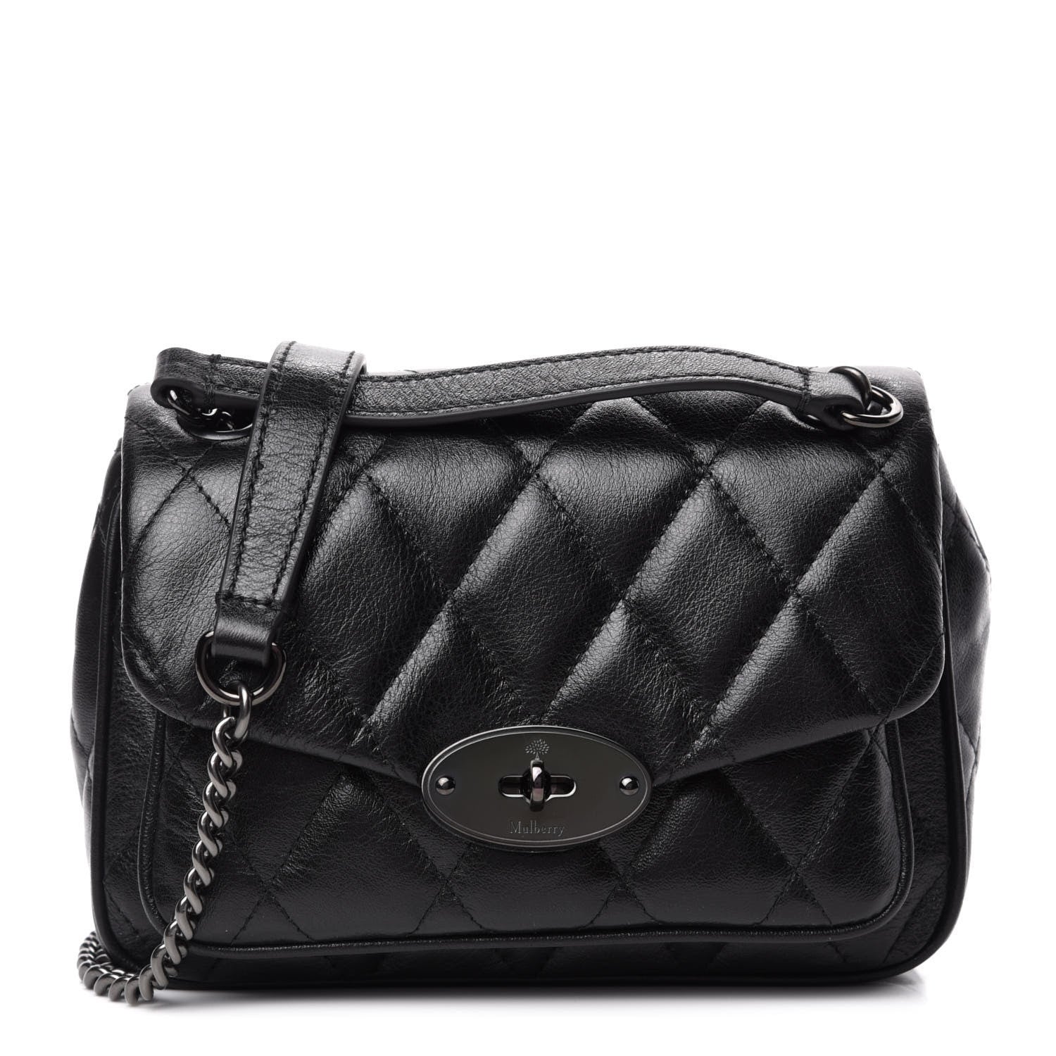 Mulberry Shiny Calfskin Quilted Mini Darley Shoulder Bag Black 1 of 11
