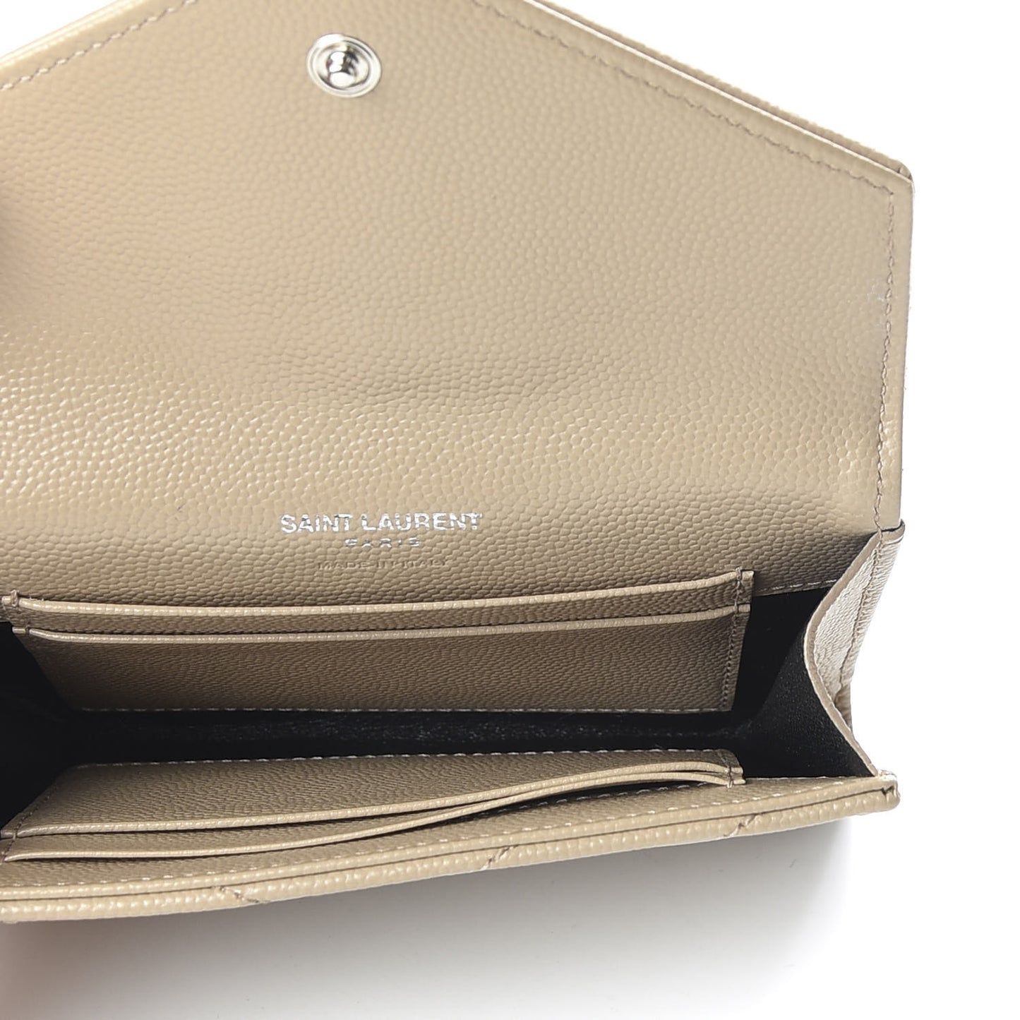 Grain De Poudre Matelasse Chevron Small Monogram Envelope Wallet Dark Beige