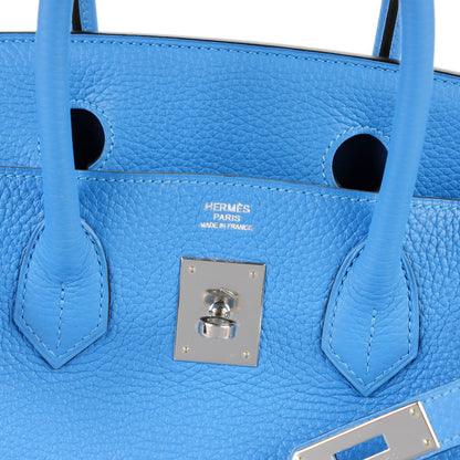 Hermes Taurillon Clemence Birkin 30 Bleu Paradis 9 of 23
