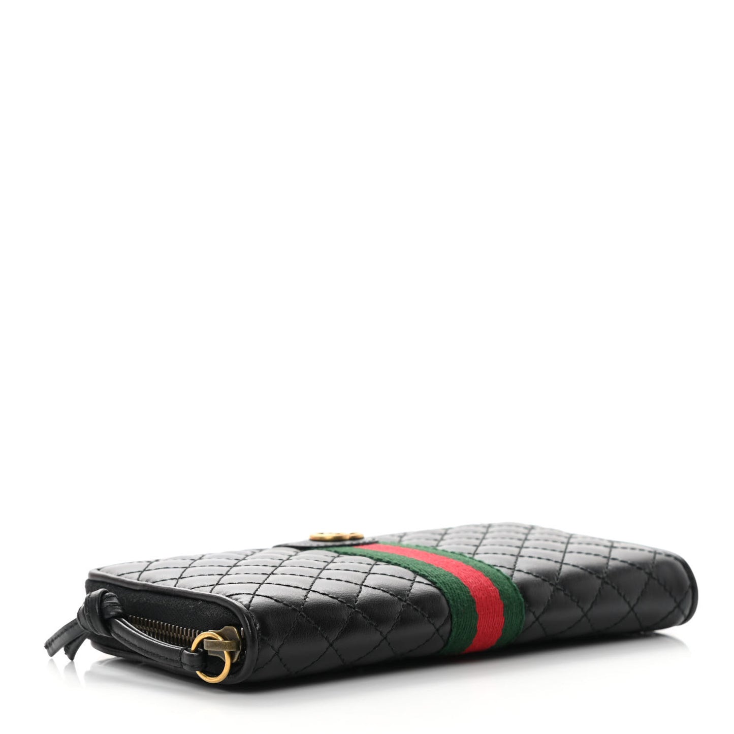 Calfskin Web Trapuntata GG Zip Around Wallet Black