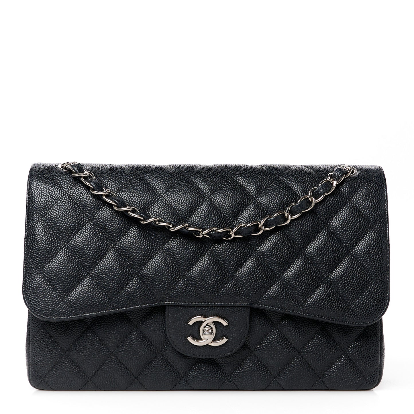 Caviar Quilted Jumbo Double Flap Black