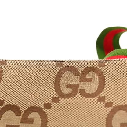Gucci Monogram Jumbo GG Textured Dollar Calfskin Web Wristlet Messenger Bag Camel Ebony New Acero 11 of 11