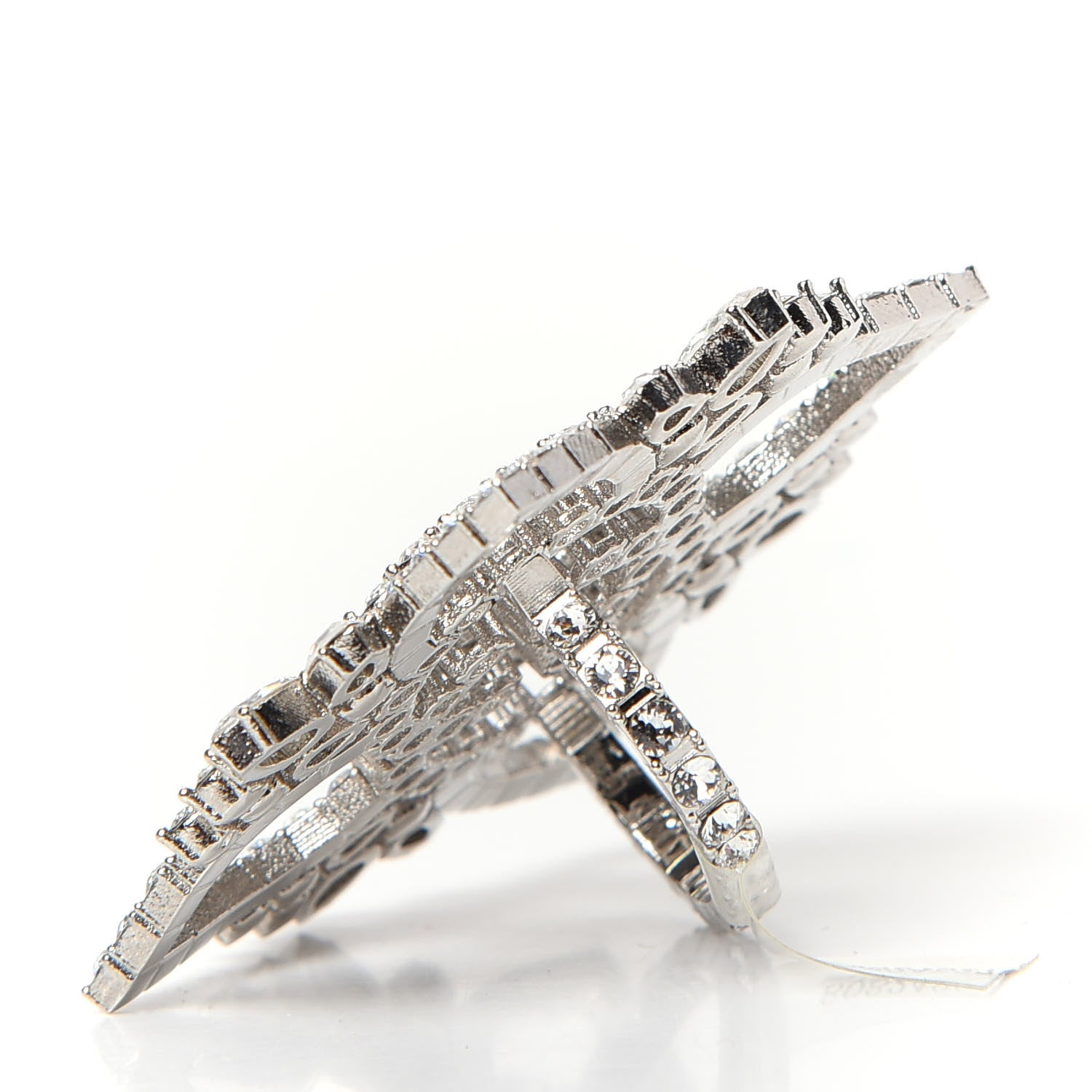 Gucci Metal Crystal Interlocking G Flower Ring S Silver 4 of 5