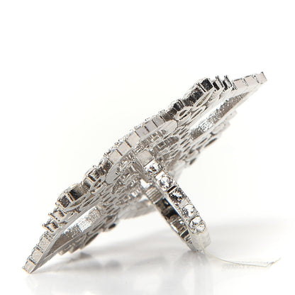 Gucci Metal Crystal Interlocking G Flower Ring S Silver 4 of 5
