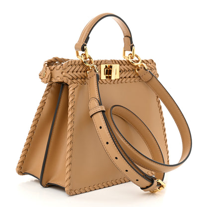 Fendi Vitello King Shiny Nappa Intreccio Small Peekaboo I SEE U Satchel Miele Scuro 3 of 10