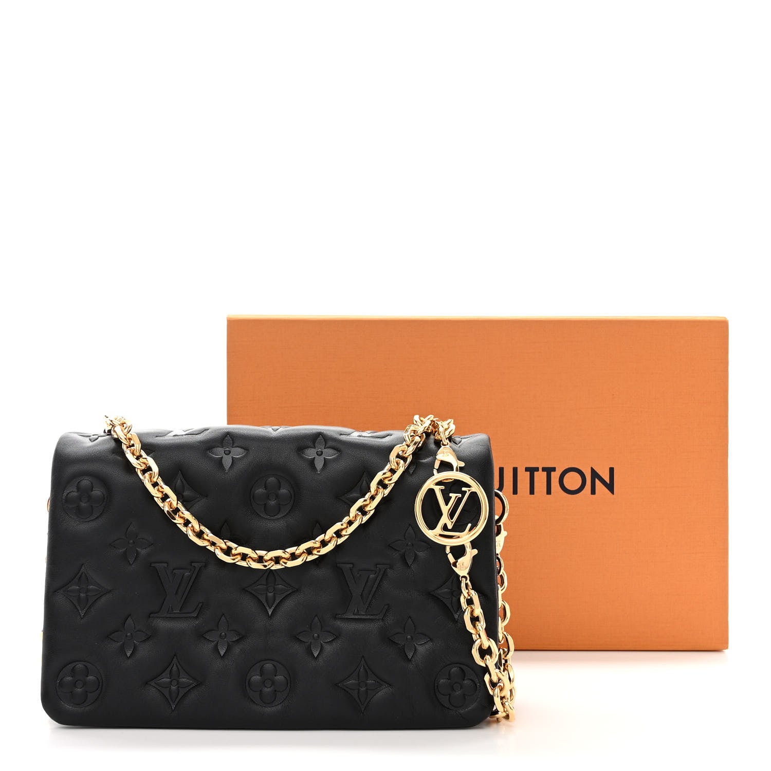 Louis Vuitton Lambskin Embossed Monogram Pochette Coussin Black 10 of 10