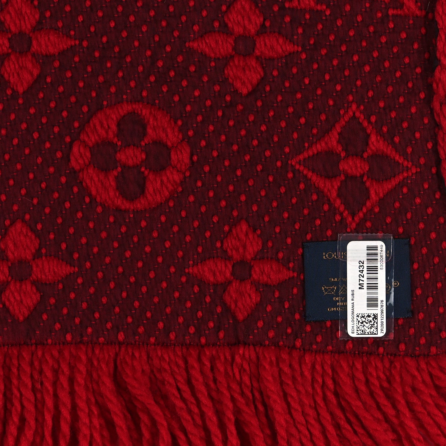 Louis Vuitton Wool Silk Logomania Scarf Rubis 3 of 3