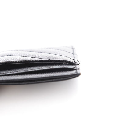 Saint Laurent Grain De Poudre Matelasse Chevron Monogram Credit Card Case Black 8 of 10