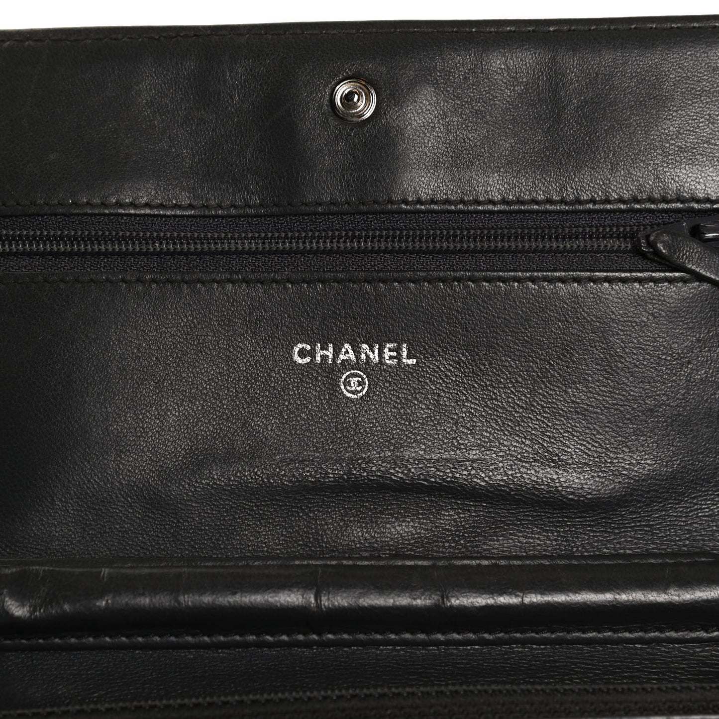 Calfskin Quilted Boy Wallet On Chain WOC Grey