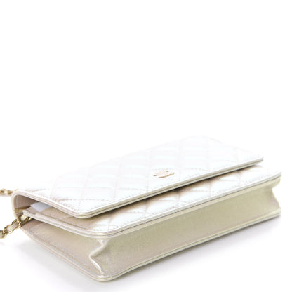Chanel Iridescent Lambskin Quilted Wallet On Chain WOC Ivory 4 of 12