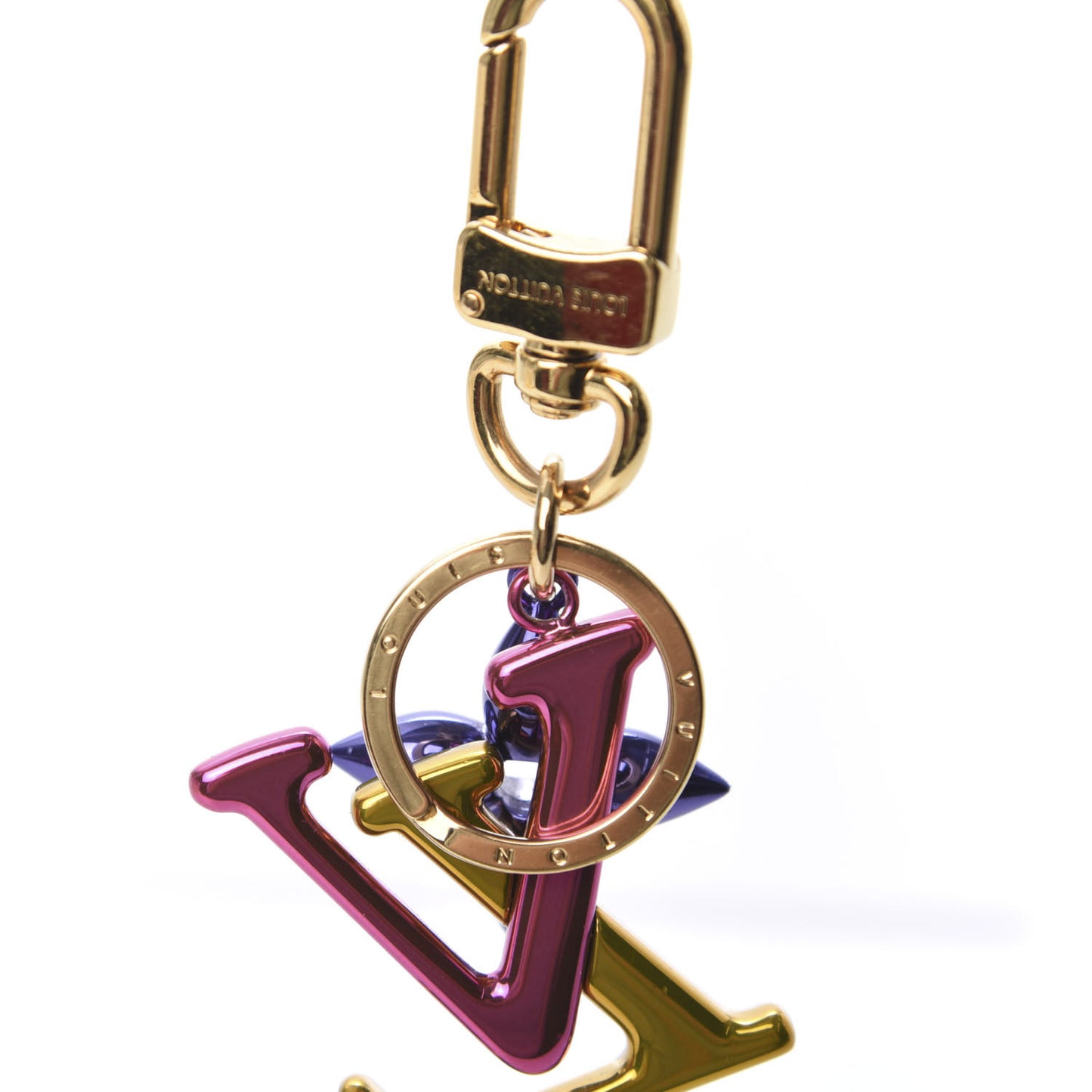 New Wave Bag Charm Key Holder Fuchsia Pink Yellow Purple