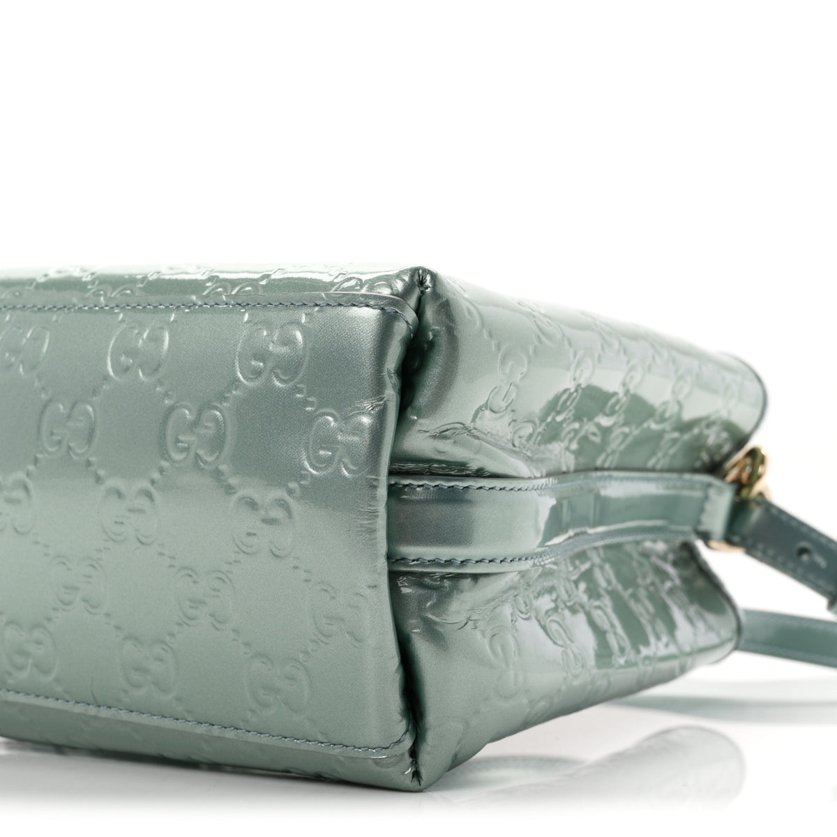 Gucci Patent GG Emblem Small Bucket Bag Light Blue 10 of 10