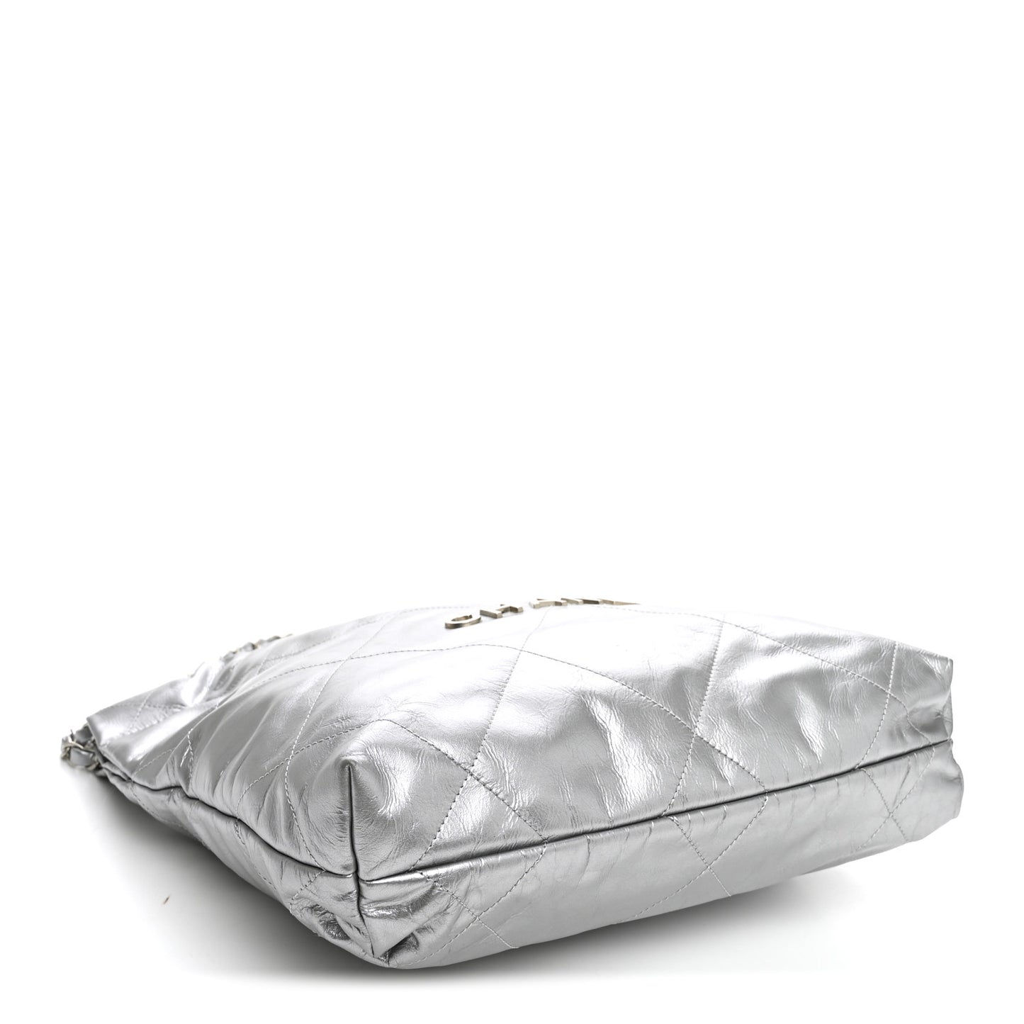 Metallic Calfskin Quilted Small Chanel 22 Silver