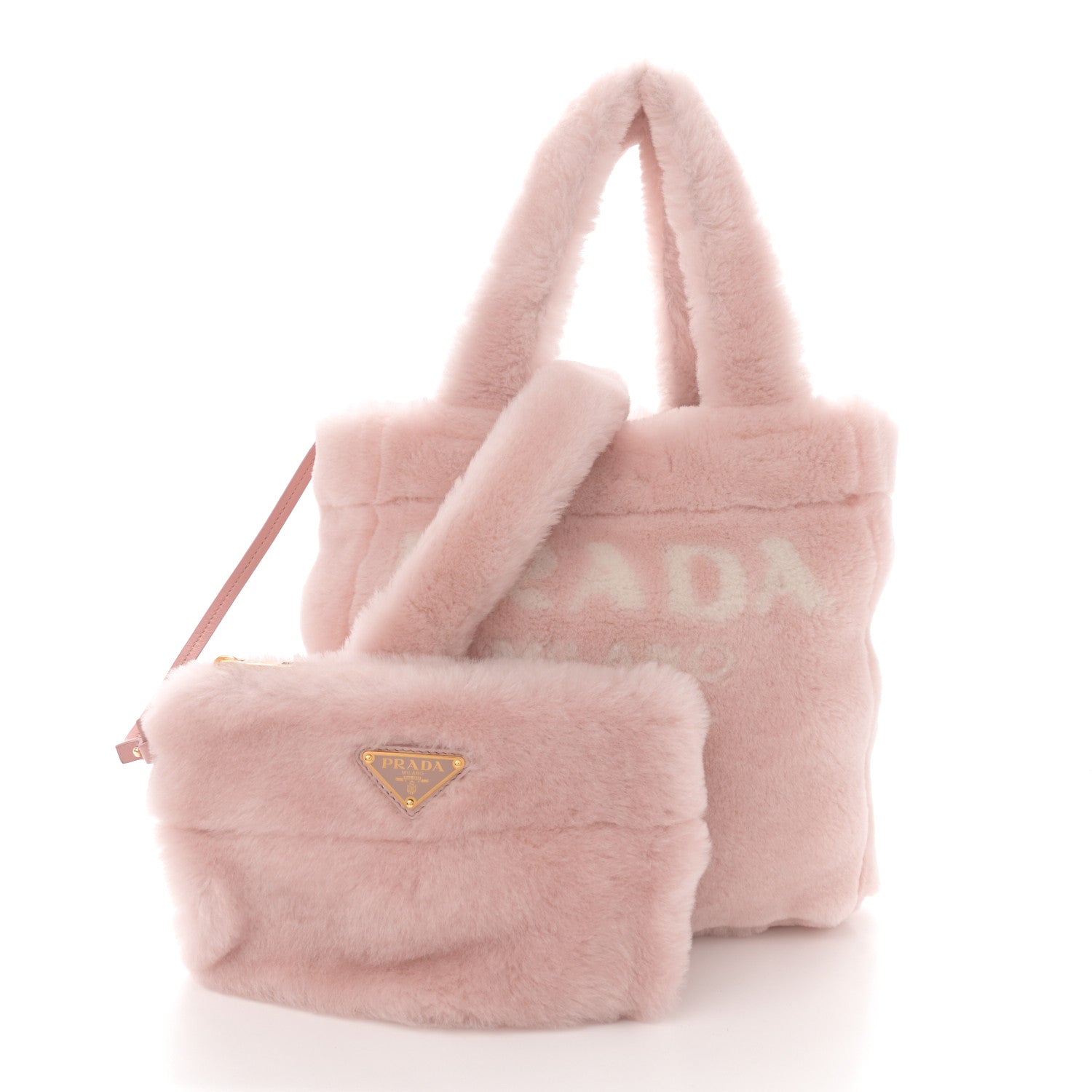 Prada Shearling Logo Tote Bag Orchidea 1711539 – FASHIONPHILE