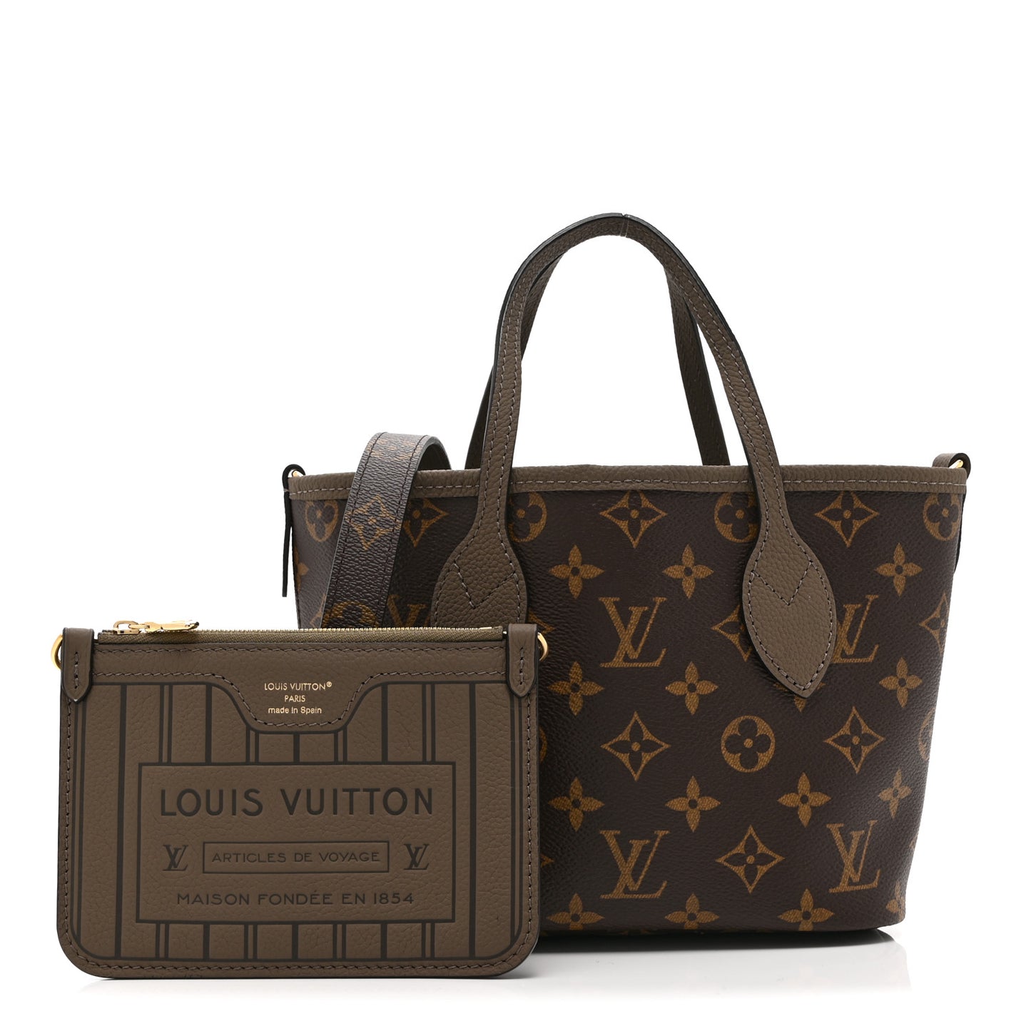 Monogram Neverfull Inside Out Bandouliere BB Dark Fango