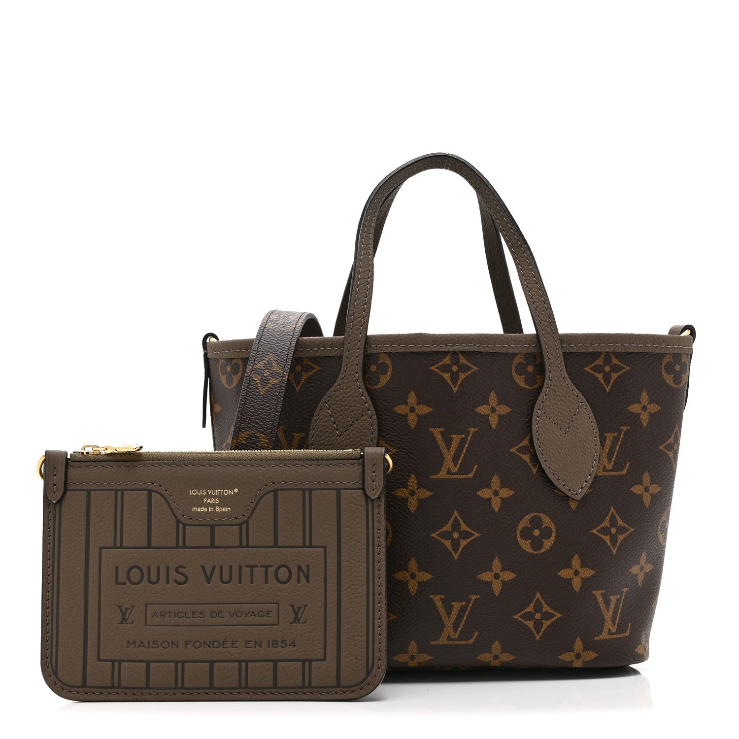 Louis Vuitton Monogram Neverfull Inside Out Bandouliere BB Dark Fango 3 of 11
