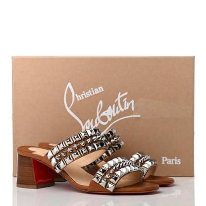 Christian Louboutin Calfskin Studded Tina Goes Mad 55 Slide Sandals 35.5 Cuoio 8 of 8