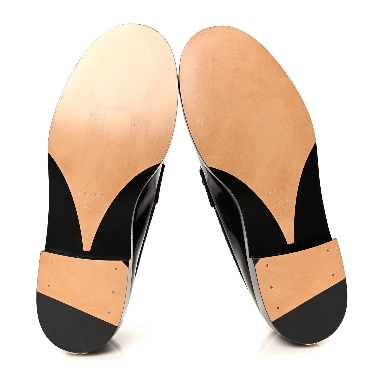 Shiny Calfskin Logo Loafers 38.5 Black