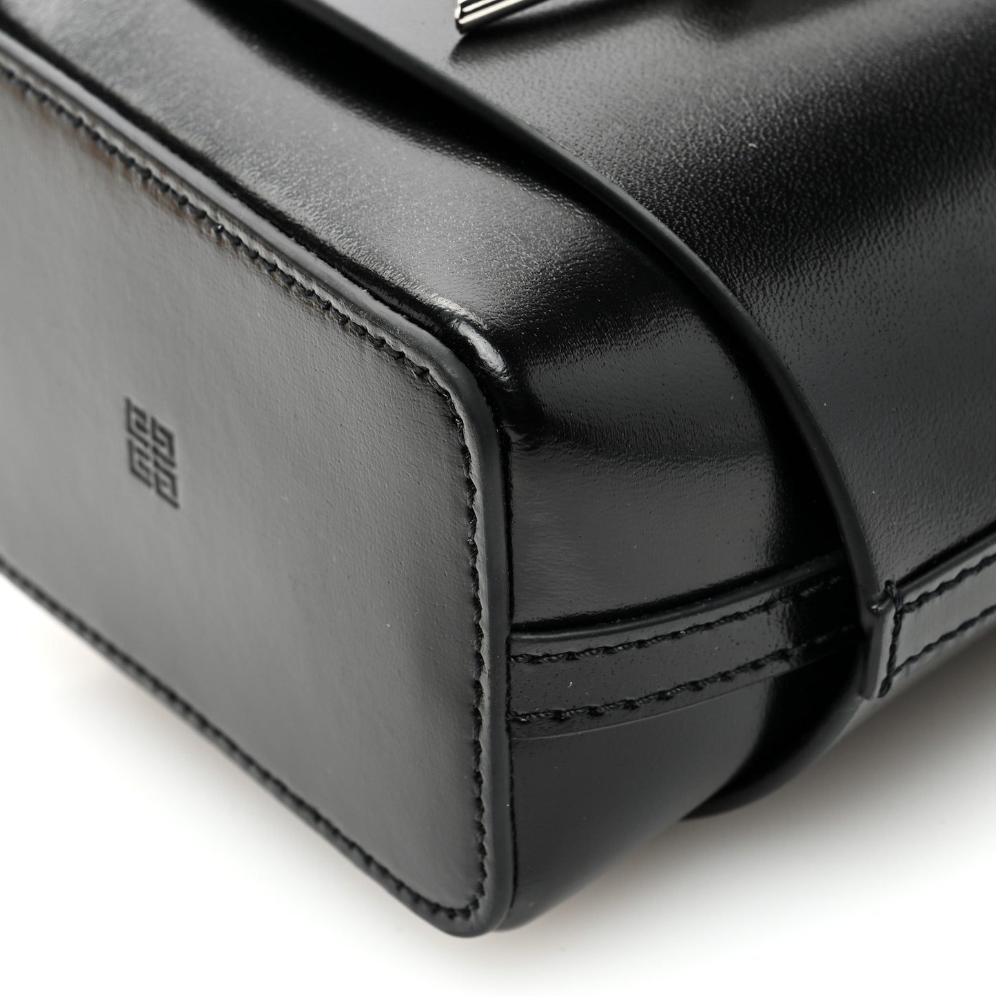 Box Calfskin Micro Shark Lock Bucket Bag Black