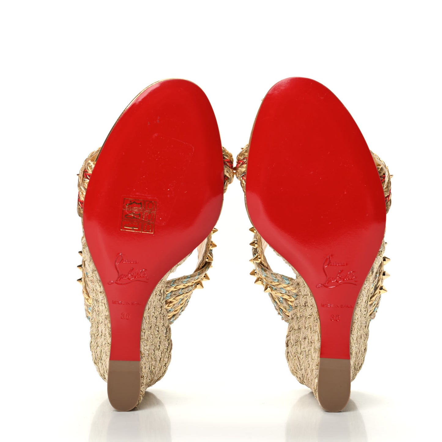 Calfskin Rope Normandie 85 Wedge Slide Sandals 36 Gold