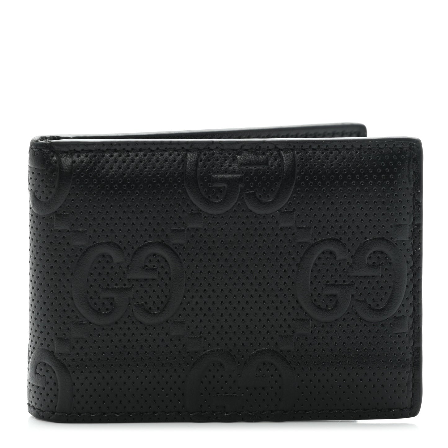 Calfskin GG Tennis Embossed Bi-Fold Wallet Black